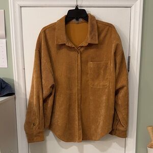 Tan Corduroy Button-Up Shirt